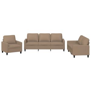 vidaXL 3-delige Loungeset met kussens kunstleer cappuccino