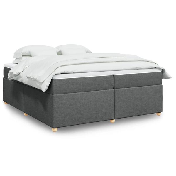 vidaXL Boxspring met matras stof donkergrijs 200x200 cm
