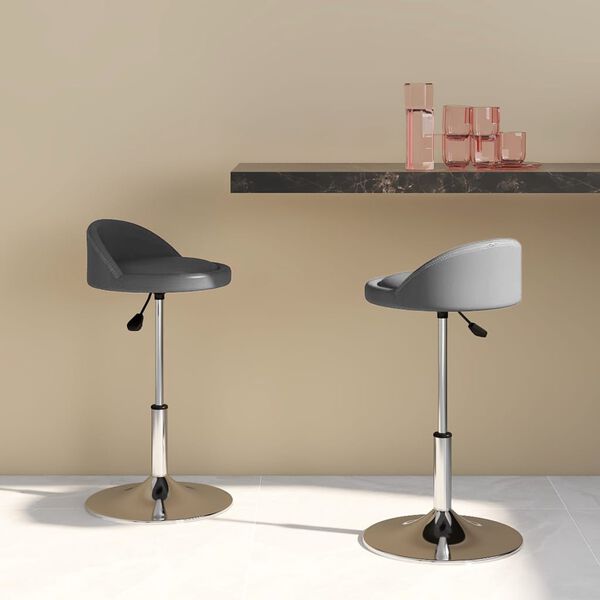 vidaXL Eetkamerstoelen draaibaar 2 st kunstleer grijs