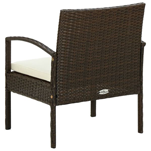 vidaXL Tuinstoel met kussen poly rattan bruin