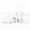 vidaXL Tuinstoel Adirondack met voetenbank en tafel HDPE wit