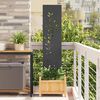vidaXL Tuin Privacy Screen Bloemen Zwart 32 x 140 cm Koudgewalst staal