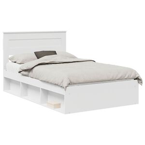vidaXL Bedframe met hoofdeinde Wit 120 x 190 cm Massief grenenhout