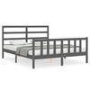 vidaXL Bedframe met hoofdbord massief hout grijs 160x200 cm