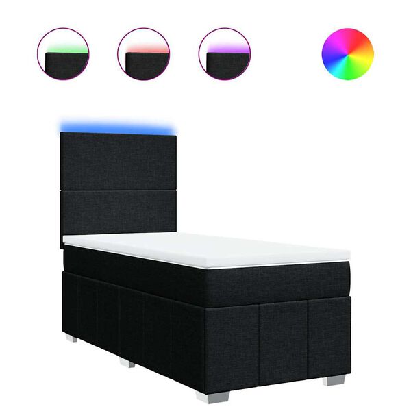 vidaXL Boxspring met matras stof zwart 80x200 cm