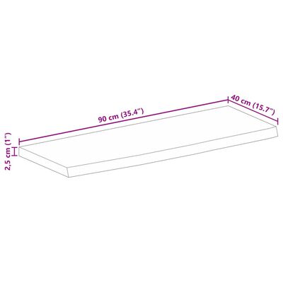 vidaXL Tafelblad met natuurlijke rand 90x40x2,5 cm massief mangohout