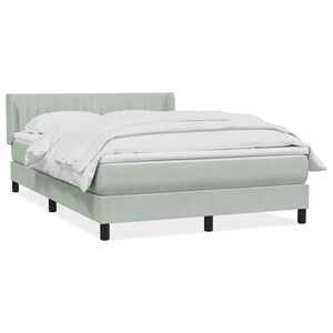 vidaXL Boxspring met matras fluweel lichtgrijs 160x220 cm
