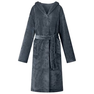 vidaXL Badjas Hoodie Marineblauw s Flanel