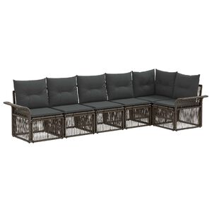 vidaXL Tuinbankenset 6 pcs Grijs poly rattan