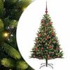 vidaXL Kunstkerstboom met scharnier 150 LEDs Groen 150 cm PVC en PE