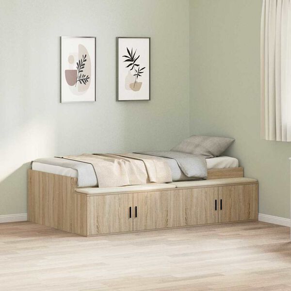 vidaXL Bedframe met lade Sonoma Eiken 70 x 190 cm Bewerkt hout