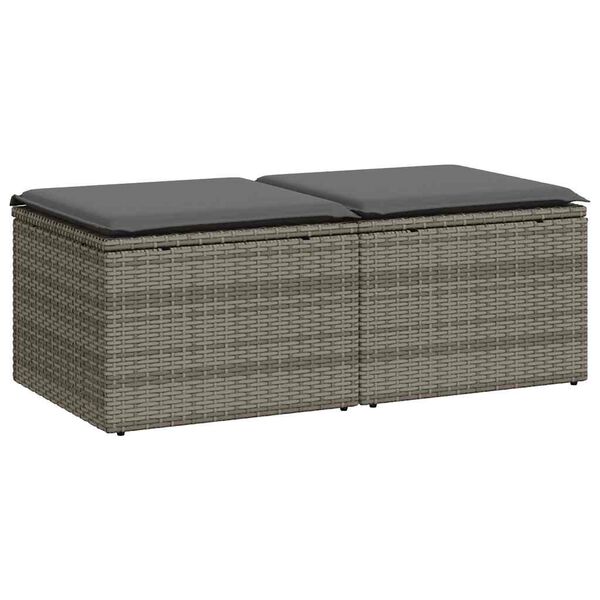 vidaXL 2-delige Loungeset met kussens poly rattan acacia grijs