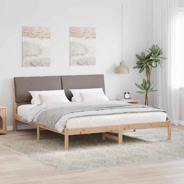 vidaXL Bedframe Bruin en taupe 200 x 200 cm Massief grenenhout
