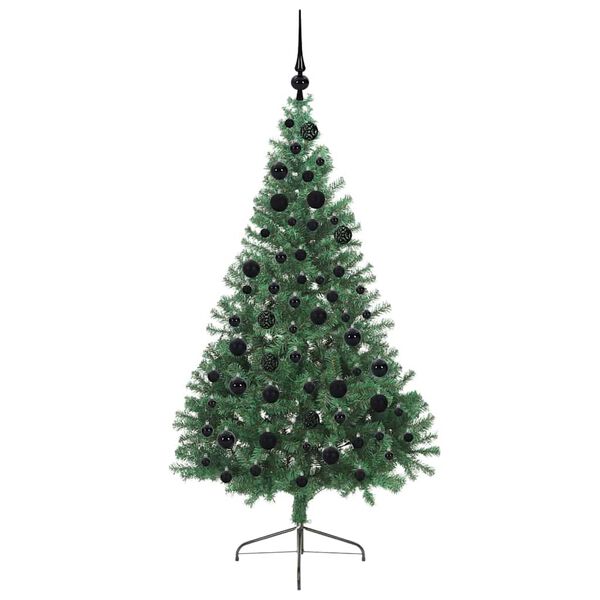 vidaXL Kunstmatig Voorverlicht Kerstboom met 300 LED Groen 180 cm PVC