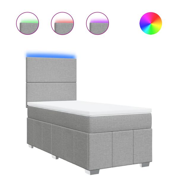 vidaXL Boxspring met matras stof lichtgrijs 100x200 cm