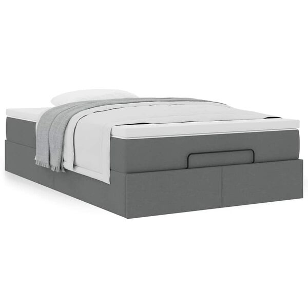 vidaXL Ottoman bed met matras 120x200cm stof donkergrijs