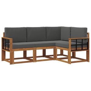 vidaXL Buiten bankenset met kussen 4 pcs Natuurlijk en Antraciet