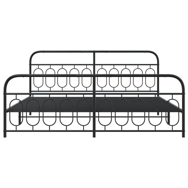 vidaXL Bedframe met hoofd- en voeteneinde metaal zwart 200x200 cm