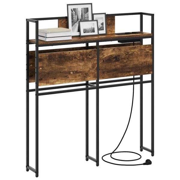 vidaXL Opberghoofdbord met plank Gerookt eiken 75 cm Bewerkt hout