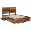 vidaXL Bedframe met hoofdeinde Oudhout 135 x 190 cm Bewerkt hout