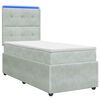 vidaXL LED Boxspring Bed met Matras Lichtgrijs 90 x 190 cm Fluweel