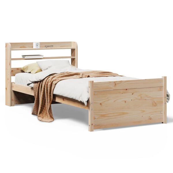 vidaXL Bedframe met hoofdbord massief grenenhout 90x200 cm