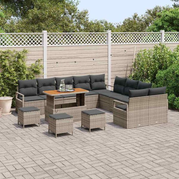 vidaXL Tuin Sofa Set met kussen met opslag met kussen 14 pcs Grijs
