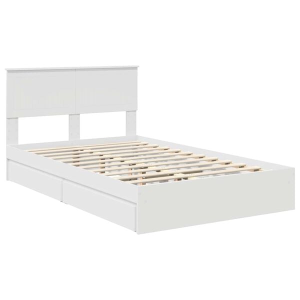 vidaXL Opslag bed met hoofdeinde Wit 120 x 200 cm Bewerkt hout