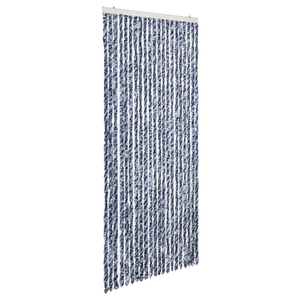 vidaXL Vliegengordijn 90x220 cm chenille blauw, wit en zilver