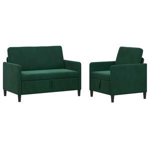 vidaXL Bankenset met opbergruimte 2 st Donkergroen Polyester