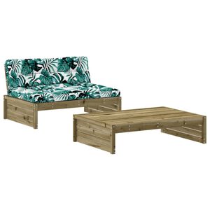 vidaXL 2-delige Loungeset met kussens ge&iuml;mpregneerd grenenhout
