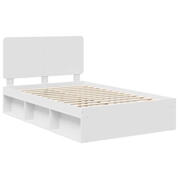 vidaXL Bedframe met hoofdeinde Wit 120 x 200 cm Massief grenenhout