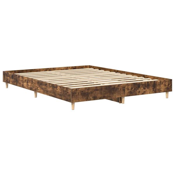 vidaXL Bedframe zonder matras 150x200 cm spaanplaat gerookt eiken