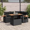 vidaXL 5-delige Loungeset met kussens poly rattan acacia zwart