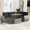 vidaXL 6-delige Loungeset met kussens poly rattan grijs