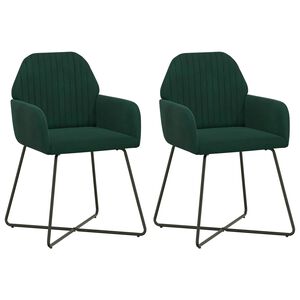 vidaXL Eettafelstoelen 2 st fluweel Donkergroen 55 x 50 x 84 cm