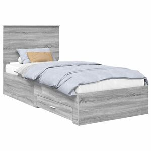 vidaXL Bedframe met hoofdeinde Grijs Sonoma 100 x 200 cm Bewerkt hout