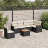 vidaXL 7-delige Loungeset met kussens poly rattan zwart
