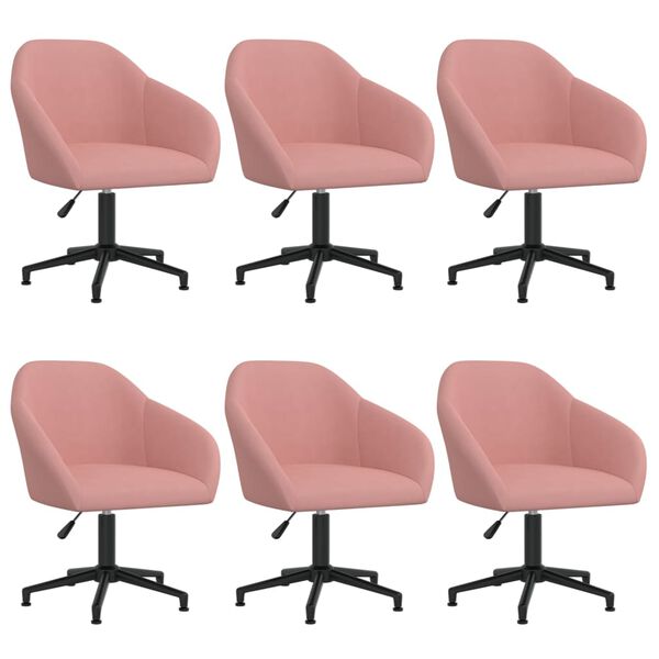 vidaXL Eetkamerstoelen draaibaar 6 st fluweel roze