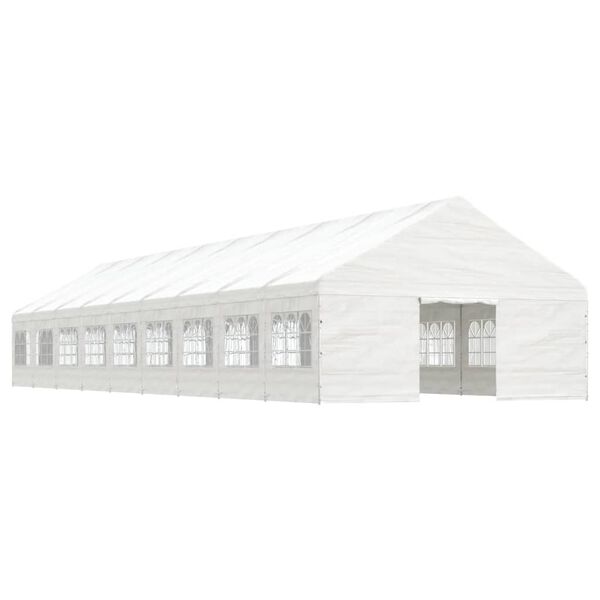 vidaXL Prieel met dak 20,07x5,88x3,75 m polyetheen wit