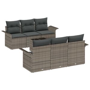 vidaXL Tuin Sofa Set met kussen 7 pcs Grijs poly rattan