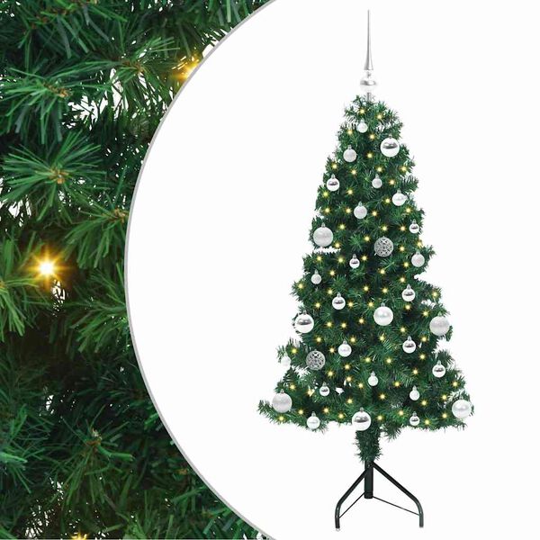 vidaXL Hoek Kunstkerstboom met 150 LED Groen 150 cm PVC en Metaal