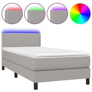 vidaXL Boxspring met matras en LED stof lichtgrijs 80x200 cm
