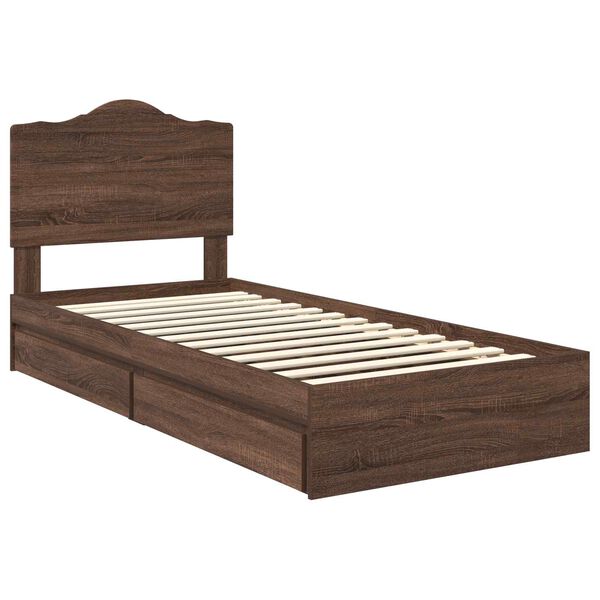 vidaXL Opslag bed met hoofdeinde Bruin Eiken 100 x 200 cm Bewerkt hout
