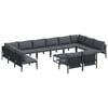 vidaXL Tuinbankenset met kussen 13 pcs Zwart Staal