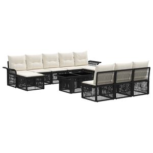 vidaXL Tuinbankenset 11 st Zwart en Cream Wit poly rattan