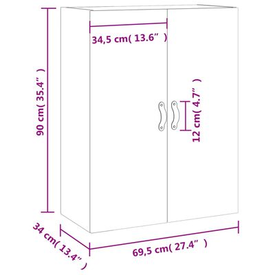 vidaXL Wandkast 69,5x34x90 cm wit