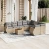 vidaXL 9-delige Loungeset met kussens poly rattan beige