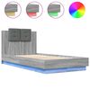 vidaXL Bedframe met hoofdbord en LED grijs sonoma eikenkleur 90x190 cm