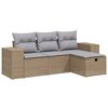 vidaXL 4-delige Loungeset met kussens poly rattan gemengd beige
